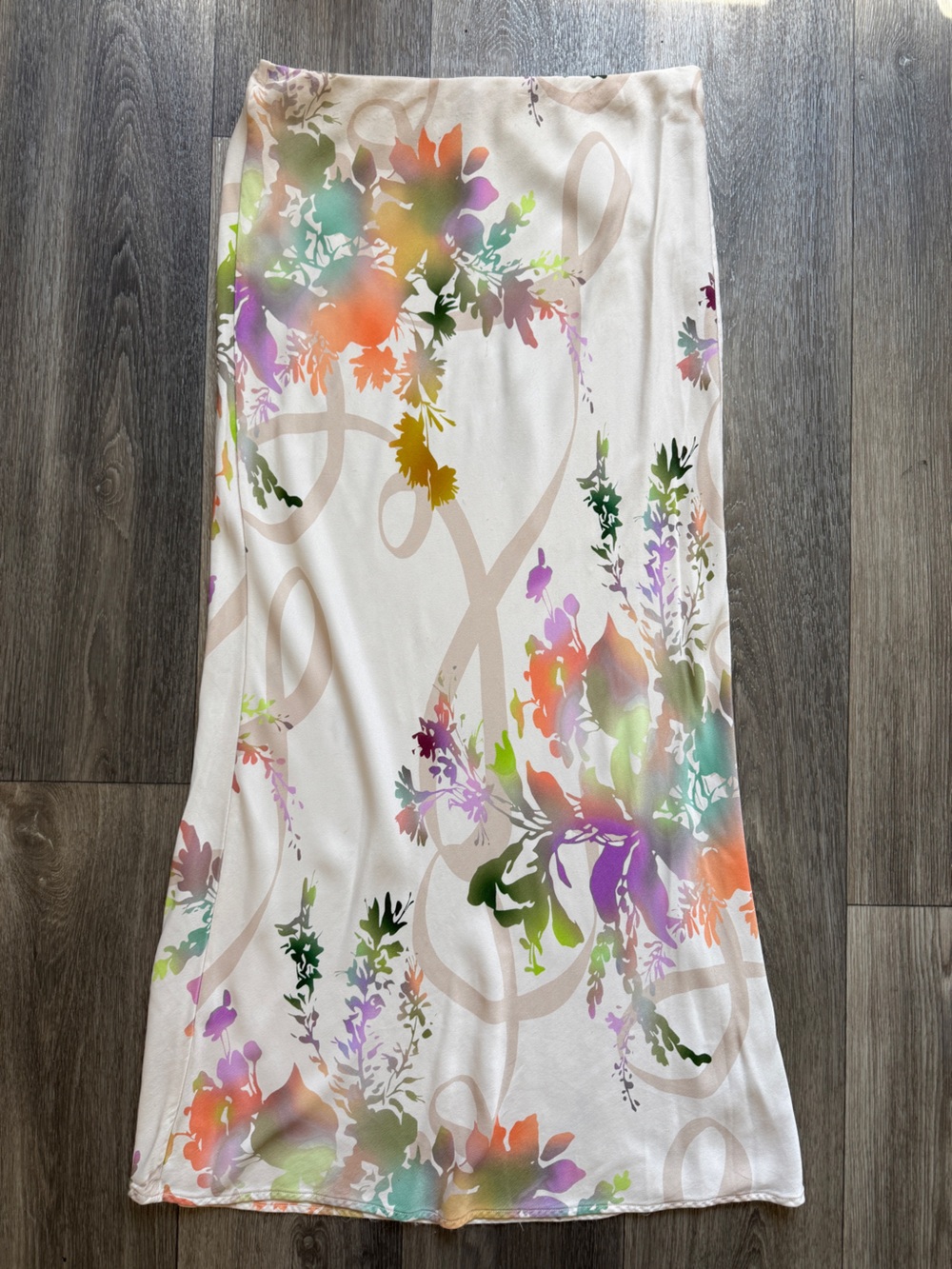 Anthropologie Satin Finish Watercolor Maxi Skirt